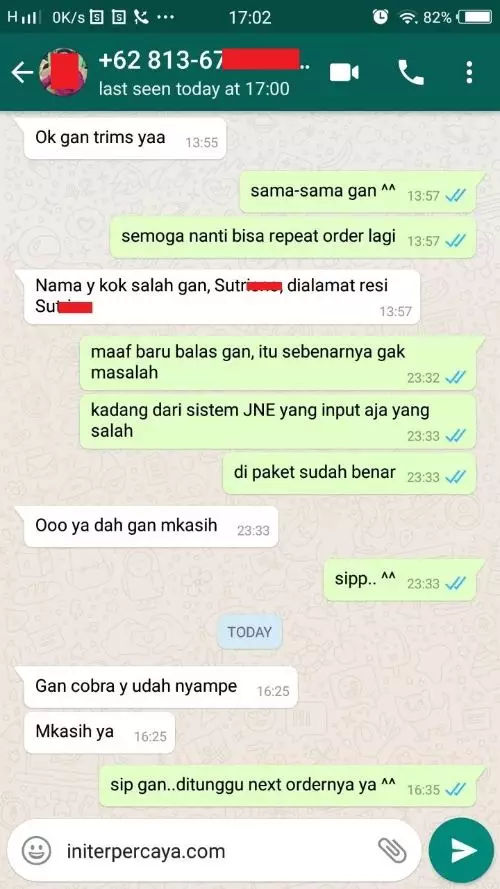 Testimonial Pembeli di Initerpercaya.com